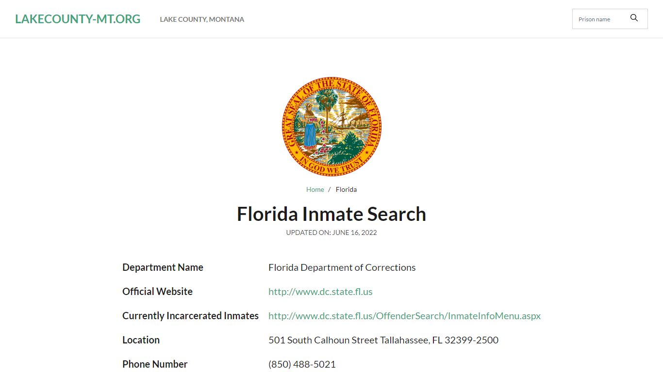 Union Correctional Institution (Raiford Prison) Inmate Search ...